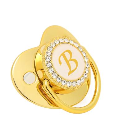 Golden Baby Pacifier with Clip | Curved Design Silicone Bling Clips for 6-18 Months | Stylish Soothing Accessory for Girls - Buy Online on SooperMarket.com