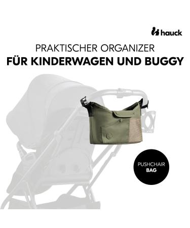 Hauck Large Stroller Organizer Bag - Diaper Bag with Cup Holder | Easy Fastening & Accessibility (Olive) - Ideal for Buggy & Baby Strollers - Buy Online on SooperMarket.com