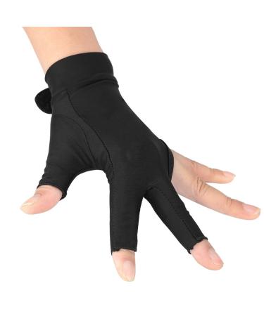 Tbest 4 Colors Adults 3-Finger Snooker Pool Cue Glove Billiards Shooters Glove for Men Women Black Medium