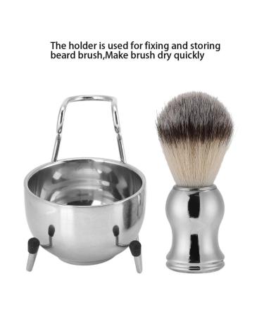 Premium Stainless Steel Shaving Brush Set - Beard Brush Holder Stand & Soap Dish | International Shipping - Buy Online on SooperMarket.com