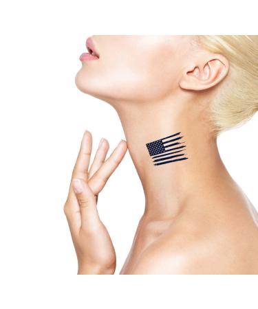 USA Distressed Flag Temporary Tattoo - Long Lasting Semi-Permanent Ink for Men and Women - Patriotic Symbol in Navy Blue - Includes 4 Sheets - Buy Online on SooperMarket.com