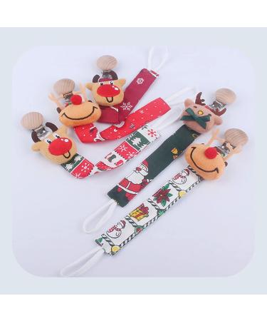 TIAN-K Christmas Elk Pacifier Chain | Cotton Teething Toy for Newborns | International Shipping - Buy Online on SooperMarket.com