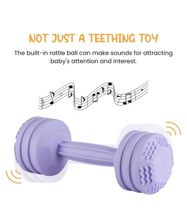 Silicone Baby Dumbbell Teether Toy - Weight Rattle Sensory Toy for Boys and Girls - Perfect Gift for Toddlers - Buy Online on SooperMarket.com
