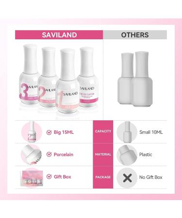 Saviland 8Pcs Dip Powder Liquid Set - Base, Top Coat, Activator, Brush Saver, Nail File - 15ml/0.5oz - Nail Accessories for Dip Powder Nails - Buy Online on SooperMarket.com