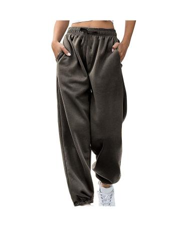 WILLBEST Joggers for Women Stretch Cotton Jogging Tracksuit Bottoms Ladies High Waisted Sweatpant Athletic Training Trousers Lounge Pants with Pockets L 1188-djufh-grey-3