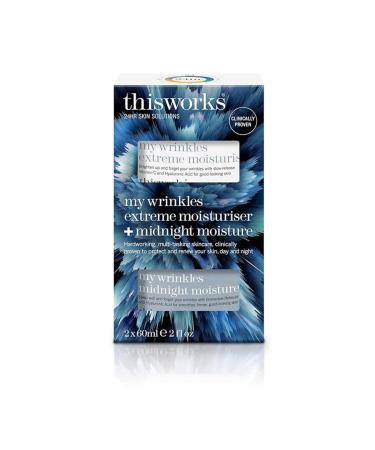 This Works My Wrinkles Moisturiser Duo - Anti Aging Face Cream Set for Smooth Skin - Includes Extreme Moisture Cream with Hyaluronic Acid and Midnight Moisture Night Cream with Retinoid Complex
