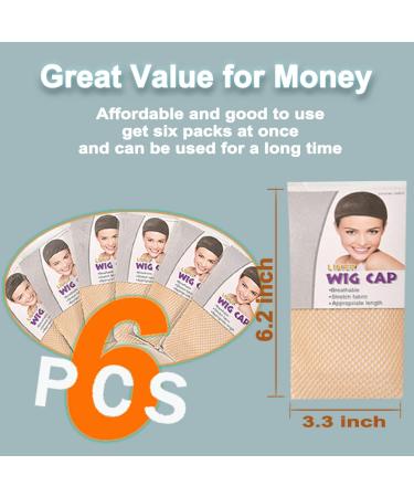 Nude Mesh Wig Cap Set - 6 Pcs Nylon Hair Net for Women's Wigs - Buy Online on SooperMarket.com