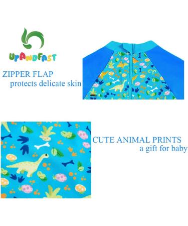 UPF 50+ Blue Dinosaur Baby Swimwear | Snap Bottom One Piece Swimsuit for Boys/Girls 12-18 Months - Buy Online on SooperMarket.com