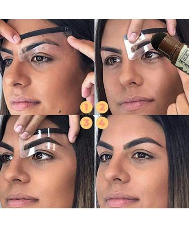 Grey Black Eyebrow Stamp Shaping Kit - Waterproof One Step Brow Stamp Stencil Set with 6 Reusable Stencils - Buy Online on SooperMarket.com