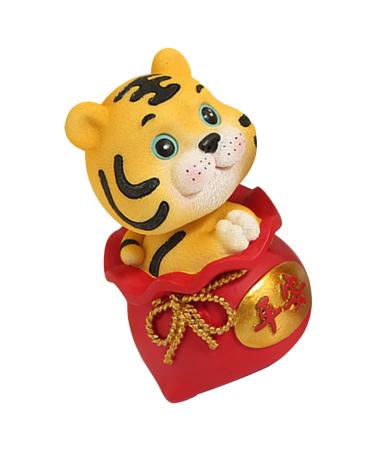 Beavorty 1Pc year of the tiger bobble head ornament home accents decor christmas toys christmas decor 2022 Zodiac Tiger Miniature Resin Decoration chinese zodiac animals figures Desk Decor Red 6X6X9.5CM