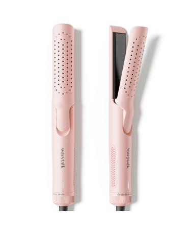 Wavytalk 1 Inch Curling Iron Airflow Styler with 360 Cooling Air to Lock in Curls Quicker Hair Straightener and Curler 2 in 1 for All Hair Types Pink