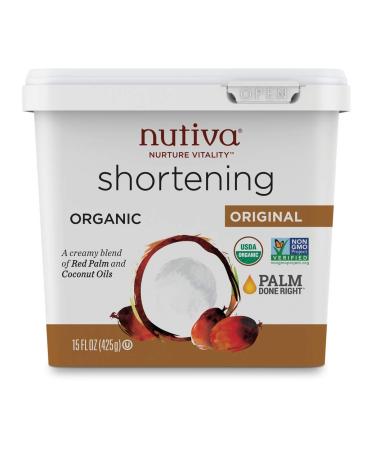 Nutiva Organic Shortening Original Red Palm and Coconut Oils 15 oz (425 g)