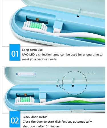 UV-C Portable Intelligent Ultraviolet Toothbrush Disinfection Box USB Charging Type-C Interface Support Toothbrush and Razor Safe and Fast Disinfection Universal Toothbrush (A) - Buy Online on SooperMarket.com