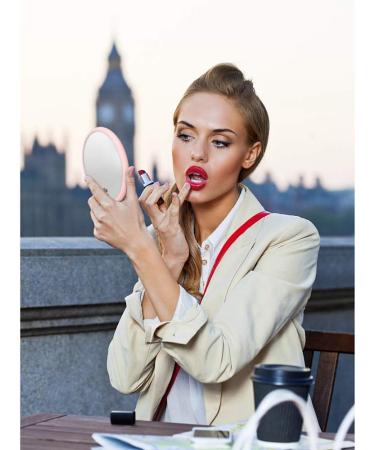 Double Sided 5X/1X Magnifying Hand Held Makeup Mirror with Folding Handle - Compact Cosmetic Vanity Mirror for Girls and Ladies - Pink - Buy Online on SooperMarket.com
