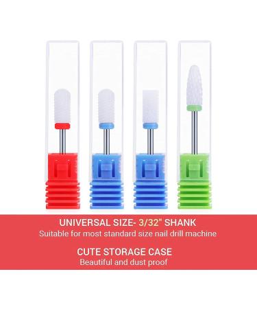 MELODYSUSIE Ceramic Nail Drill Bits Set - Professional 3/32 Safety Bits for Acrylic and Gel Nails - Cuticle Removal Tools - 4pcs - Buy Online on SooperMarket.com