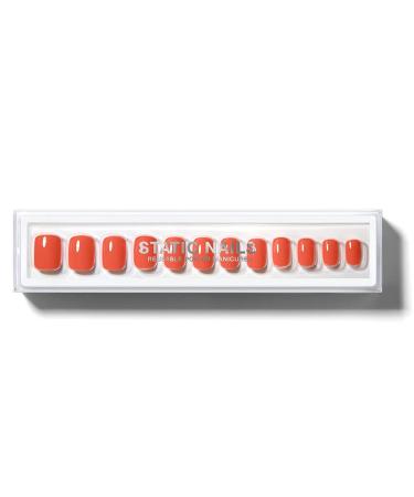 Static Nails Reusable Pop-On Manicure Set  Non-Damaging Glue-On Nails (Sunset Somewhere Square) - False Nails with Static Nail Glue  Nail Set  Fake Acrylic Press On Nails