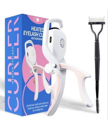 YOOVE Heated Eyelash Curlers | 3 Heating Modes Rechargeable Heated Lash Curler for Long Lasting Curls | Includes 2-in-1 Eyelash Comb | Electric Eyelash Curler - Effortless Styling Anytime Everywhere