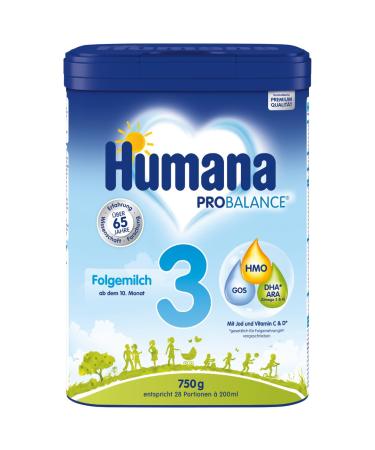 Humana Probalance follow -up milk 3 from the 10th month baby food after breastfeeding an initial food or a follow -up milk 2 ideal for feeding 750 g 28 portions of 200ml
