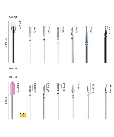 14pcs Acrylic Nail Drill Bits Set with Case - Quartz Pointed Bits for Cuticle Remover & Manicure Tools - Buy Online on SooperMarket.com