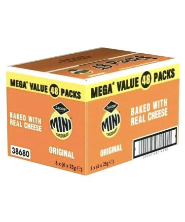 Jacob's Original Mini Cheddars Cheese Biscuits Snack - Pack of 48 Bags 8x6x25g