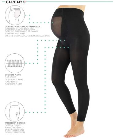 Calzitaly Maternity Footless Tights Black 100 DEN | Made in Italy | Pregnancy Leggings | Size Small - Buy Online on SooperMarket.com