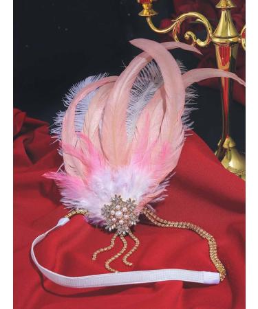 IYOU 1920s Feather Flapper Headpiece Pink Crystal Great Gatsby Headbands Rhinestone Tassel Prom Wedding Hair Accessories for Women - Buy Online on SooperMarket.com