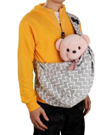 CUBY Reversible Pet Dog Sling Carrier - Hands-free Double-sided Pouch for Puppy and Kitty - Striped Grey - 32x20x8cm - Buy Online on SooperMarket.com