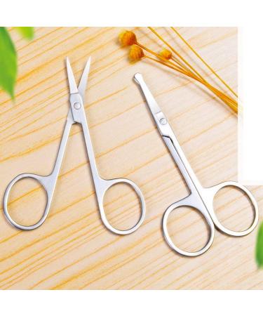 Nuosen 2 Pcs Stainless Steel Facial Hair Scissors Set for Men and Women - Nose, Beard, Moustache, Eyelash, and Eyebrow Trimmer - Buy Online on SooperMarket.com
