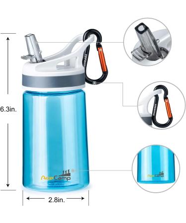 Kids Water Bottle 2 Pack with Straw - 12oz BPA-Free Small Bottles for School, Boys, Girls - Leakproof, Portable, Blue - Perfect for Outdoor Sports, Travel - Includes Clip - Tritan Material - Buy Online on SooperMarket.com