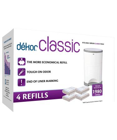 Diaper Dekor Classic Diaper Pail Liner Refills - 4 Pack, 4 Count - Buy Online on SooperMarket.com