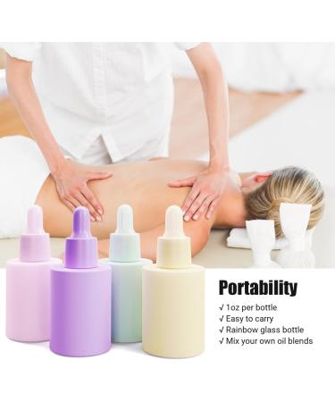 1 oz Glass Dropper Bottles (4 Pack) - Leakproof Pipette with Funnels for Essential Oils & Travel | Mini Multicolor Containers - Buy Online on SooperMarket.com