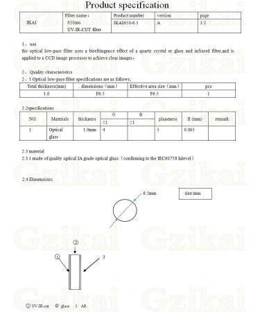 u201cGzikai 650nm 6.5mmx1mm Optical AR-IR Glasses Filter UV AR IR Cut for Camera Lens - Pack of 2u201d - Buy Online on SooperMarket.com