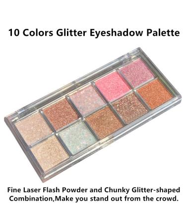 Go Ho 10 Color Glitter Eyeshadow Palette - High Pigmented Korean Makeup for Stunning Diamond Eyes - Waterproof Galaxy Sky Sparkle Shades - Buy Online on SooperMarket.com