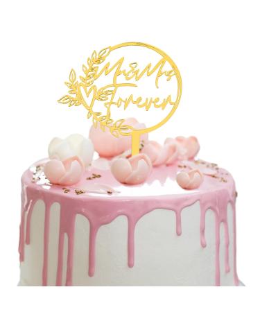 Amaxiu 2 Pack Mr and Mrs Forever Cake Toppers Gold Wedding Cake Toppers Double-Sided Glitter Cake Toppers Acrylic Cupcake Toppers Cake Decorations for Birthday Engagement Anniversary(Gold)