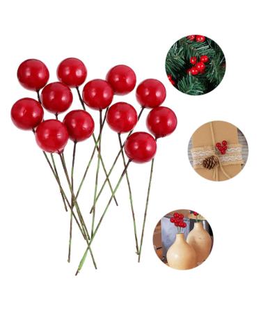 DECHOUS 144pcs DIY foam red fruit artificial fruit berry picks berry twig stem Pip Berry Stems artificial berry stems red berries red decor DIY photo props Christmas fake decoration Red 2x2x2cm