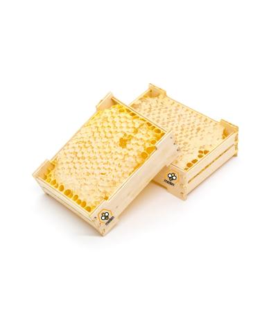 2 x 300g Raw Honeycomb Of Wildflower In Wood Frame - Pure Natural Honey Comb - Unpasteurised