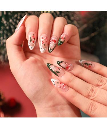 Vatocu Christmas False Nails - Short Red Press on Nails with Snowflakes, Elk, and Snowman Designs - 24pcs for Women and Girls - Buy Online on SooperMarket.com