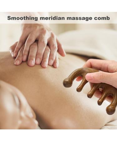 Scalp Massage Tool - Natural Lymphatic Drainage | 2PC Round Tooth Sandalwood Multi-Functional Handheld Head Skin Massager - Buy Online on SooperMarket.com