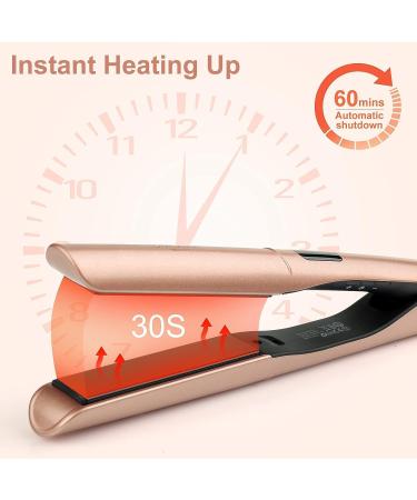 Lure & Smooth 2-in-1 Hair Smoothing & Curling Iron - Ceramic Waves for All Hair Types - LCD Display - Perfect Halloween Gift (Pink) - Buy Online on SooperMarket.com