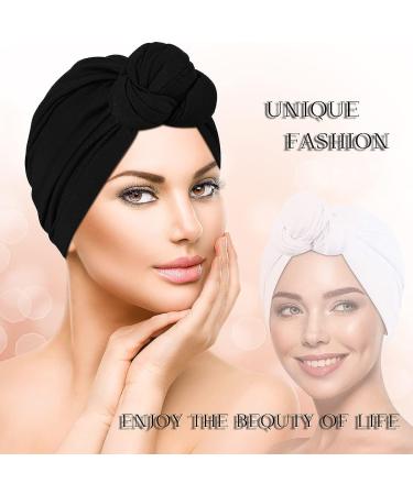 Women's African Turban Flower Knot Pre-Tied Bonnet - Large Blue/Purple/Yellow/Red/Grey/Black - Buy Online on SooperMarket.com
