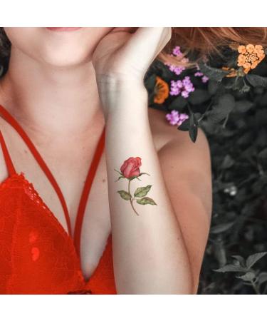 Oottati Waterproof Temporary Tattoo Stickers - 9 Sheets | Tulip, Sunflower, Rose, Nasturtium, Chrysanthemum Designs - Buy Online on SooperMarket.com