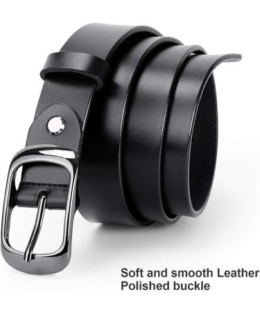 Werforu Women's Black Leather Belt | Plus Size 46-50 | Polished Gun Color Buckle | Jeans Pants Suit - Buy Online on SooperMarket.com