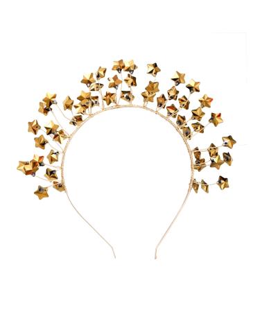Bohue Star Headband Vintage Halo Crown Headpiece Star Halo Wedding Tiara Hair Hoop Crown Costume Spike Head Piece for Women Girls