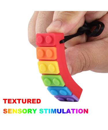 Sensory Chew Necklace - Rainbow Color Silicone Chew Pendant for Teething Babies, Autism, ADHD - 5 Pack - Buy Online on SooperMarket.com