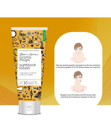 Blossam Kochhar Aroma Magic Sun Block Lotion SPF 30 PA ++ Broad Spectrum UVA / UVB protects and mattifies - 100 Gram - Buy Online on SooperMarket.com