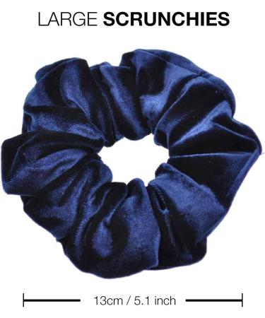 Premium Velvet Classic Hair Ties - 2pcs Plain Navy | Luxurious Hair Bands for Updo Ponytail Scrunchies - Buy Online on SooperMarket.com