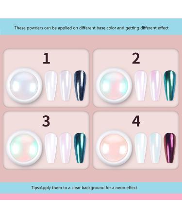 Artdone Chrome Nail Powder Kit - Metallic Mirror Effect Pigment for Gel Polish Nail Art - 4pcs White Chrome Powder Set - Buy Online on SooperMarket.com