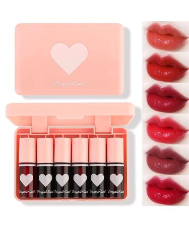 6 Colors Lip Tint Stain Set, Korean Lip Gloss Plumping Lip Tint Watery Stain, Multi-use Lip and Cheek Tint, Moisturizing Velvet Mini Liquid Lipstick, Non-Sticky, Long Lasting, High Pigment, Vivid Color, Lip Color Makeup