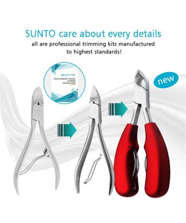 Professional Thick Toenail Clippers - Surgical Grade Stainless Steel for Ingrown Nails - Podiatrist Recommended - Large Nail Clippers for Men & Seniors - Red - Buy Online on SooperMarket.com