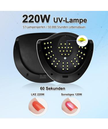 LKE 220W UV Nail Lamp - Gel Nails UV Lamp with Improved Charging 4 Timers LCD Display Infrared Sensor Removable Base & Handle - Best for Manicures - Buy Online on SooperMarket.com